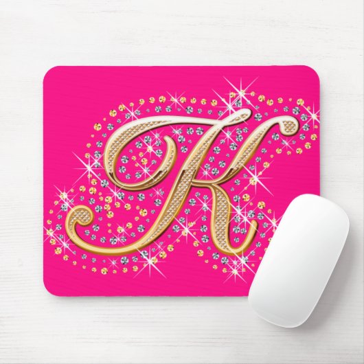 Golden Letter K - Mousepad Muismat (Met muis)