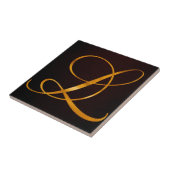 Golden letter L in een  design keramische tegel Tegeltje (Zijkant)