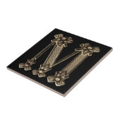 Golden Letter M Initiaal of Monogram op zwart Tegeltje (Zijkant)