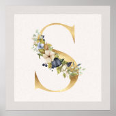 Golden Letter S Flora Trim Poster (Voorkant)