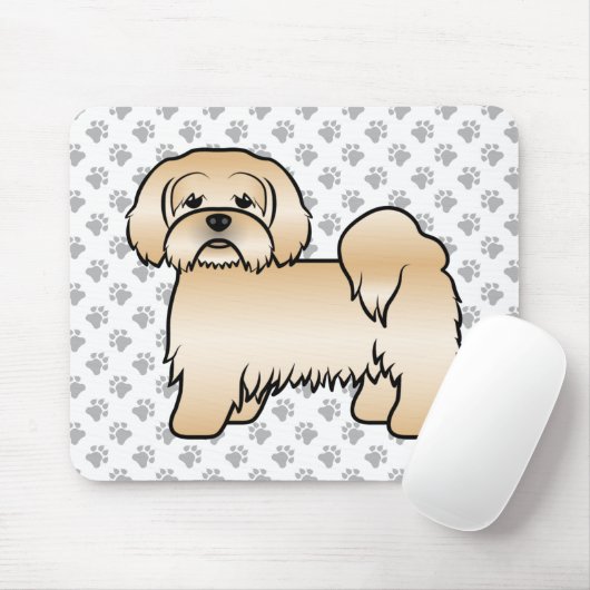 Golden Lhasa Apso Cute Dog Illustratie Muismat (Met muis)