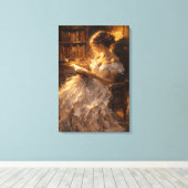 Golden Library Glow: Visual Impasto Style  Canvas Afdruk (Insitu (Houten vloer))