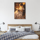 Golden Library Glow: Visual Impasto Style  Canvas Afdruk (Insitu (Slaapkamer))