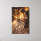 Golden Library Glow: Visual Impasto Style  Canvas Afdruk (Voorkant)