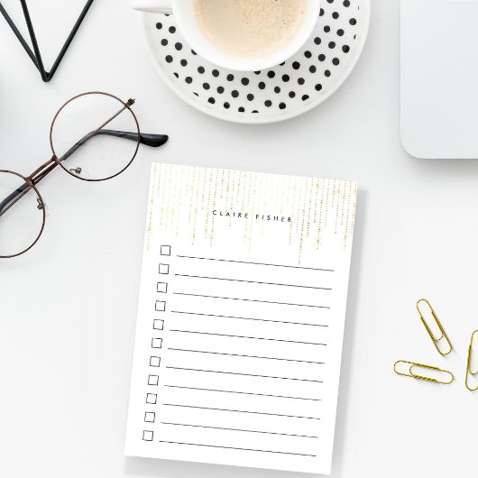 Golden Lichten die zijn gepersonaliseerd om Lijst Post-it® Notes