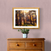 Golden Light Forest olieverfschilderij Canvas Afdruk