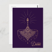 Golden Light Ornament Happy Diwali Briefkaart (Voorkant / Achterkant)