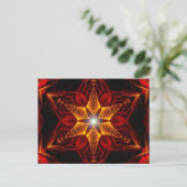 Golden Light Red Star Fractal Art Briefkaart (Staand voorkant)