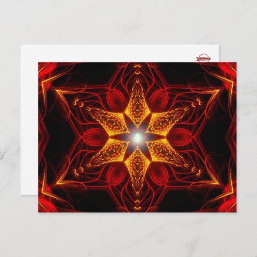 Golden Light Red Star Fractal Art Briefkaart (Voorkant / Achterkant)