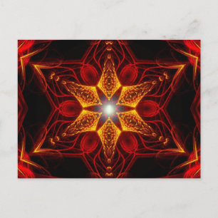 Golden Light Red Star Fractal Art Briefkaart