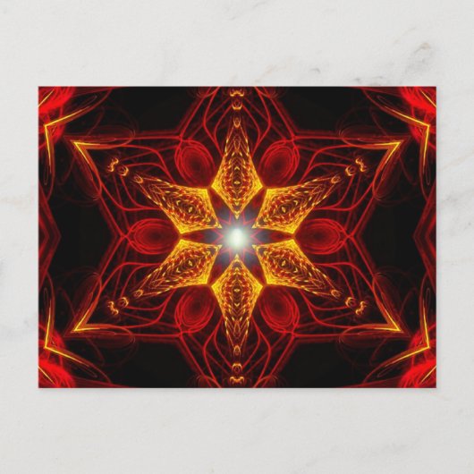 Golden Light Red Star Fractal Art Briefkaart (Voorkant)