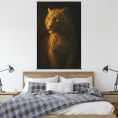Golden Light White Tiger – Fine Art Portrait Canvas Afdruk (Insitu (Slaapkamer))