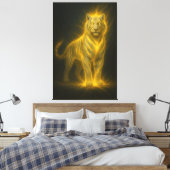 Golden Lightning Tiger – High-End Fantasy Art Pain Canvas Afdruk (Insitu (Slaapkamer))