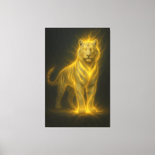 Golden Lightning Tiger – High-End Fantasy Art Pain Canvas Afdruk (Voorkant)