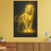 Golden Lightning Tiger – High-End Fantasy Art Pain Canvas Afdruk (Insitu (Woonkamer))
