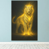Golden Lightning Tiger – High-End Fantasy Art Pain Canvas Afdruk (Insitu (Houten vloer))