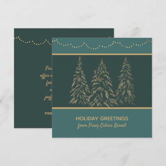 Golden Lights and Pines Corporate Feestdagenkaart (Voorkant / Achterkant)