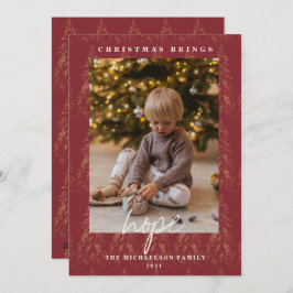 Golden Lights Bokeh Kerstmis Rood 2 Foto Feestdagenkaart