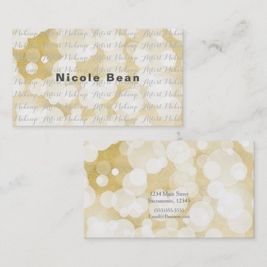 Golden Lights Gold Glam Modern Chic Aangepaste tek Visitekaartje (Voorkant / Achterkant)
