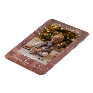 Golden Lights-kerstfotofeestkaart Magneet