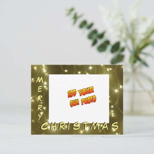 Golden Lights Kerstmis VOEG JE FOTO-Briefkaart TOE Briefkaart (Staand voorkant)
