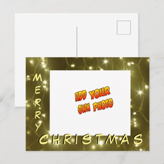 Golden Lights Kerstmis VOEG JE FOTO-Briefkaart TOE Briefkaart (Voorkant / Achterkant)