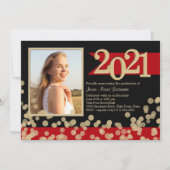 Golden Lights Red en Black Afstudeerder Fotouitnod Kaart (Voorkant)