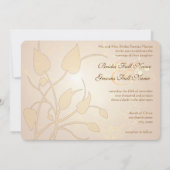 Golden Lights Swirl Leaves Wedding Kaart (Achterkant)