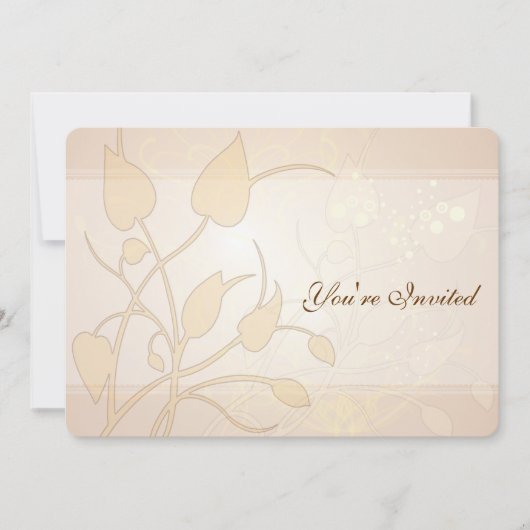 Golden Lights Swirl Leaves Wedding Kaart (Voorkant)