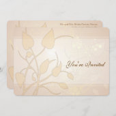 Golden Lights Swirl Leaves Wedding Kaart (Voorkant / Achterkant)