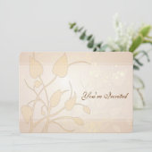 Golden Lights Swirl Leaves Wedding Kaart (Staand voorkant)