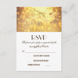 Golden Lights Tree Branches Huwelijk RSVP Kaarten Kaartje