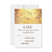 Golden Lights Tree Branches Huwelijk RSVP Kaarten