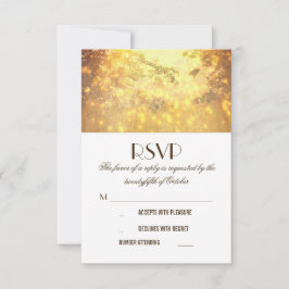 Golden Lights Tree Branches Huwelijk RSVP Kaarten Kaartje