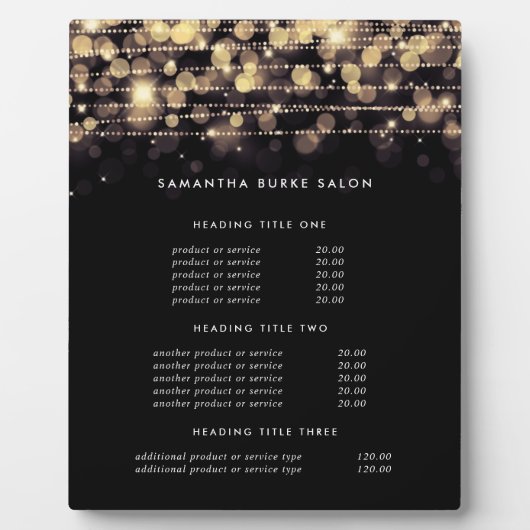 Golden Lights | Weergave van prijzen en services Fotoplaat (Voorkant)