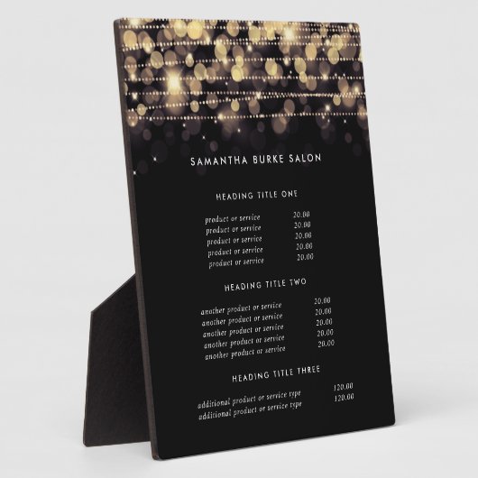 Golden Lights | Weergave van prijzen en services Fotoplaat (Zijkant)