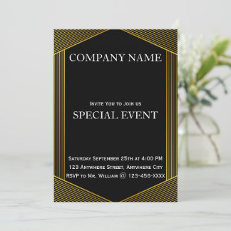 Golden Lijst Black Corporate Party Invitation Kaar Kaart