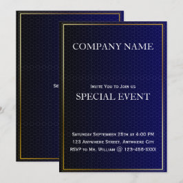 Golden Lijst Blue Corporate Party Invitation Kaart