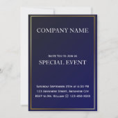 Golden Lijst Blue Corporate Party Invitation Kaart (Voorkant)