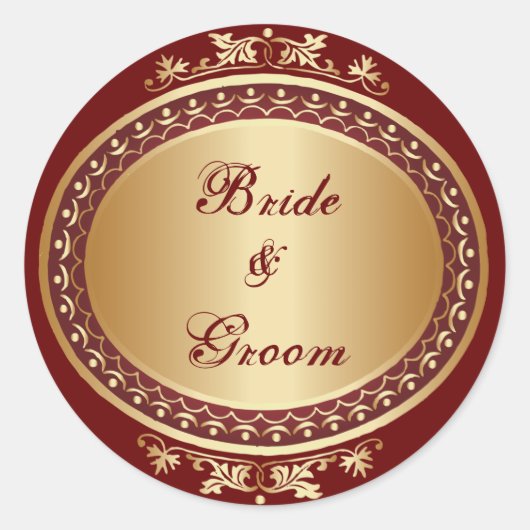 Golden Lijst bruid & bruidegom ronde Sticker (Voorkant)