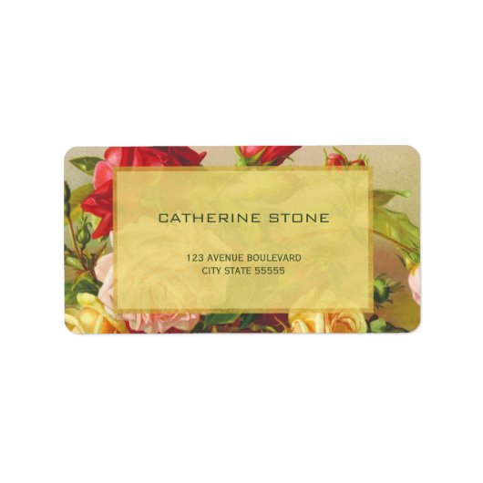 Golden lijst chique  rozen elegante bruiloft etiket (Voorkant)