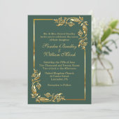 Golden Lijst Elegant Forest Green met Gold Print Kaart (Staand voorkant)