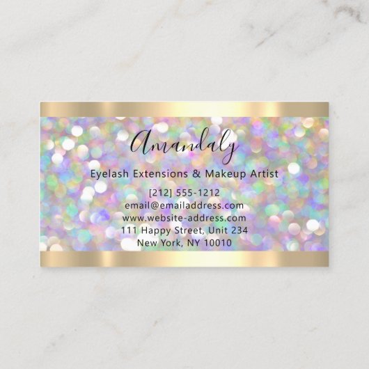 Golden Lijst Event Make-up Beauty Shop Holografisc Visitekaartje (Achterkant)