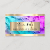 Golden Lijst Event Planner Abstract Blauw Roze Visitekaartje (Voorkant)