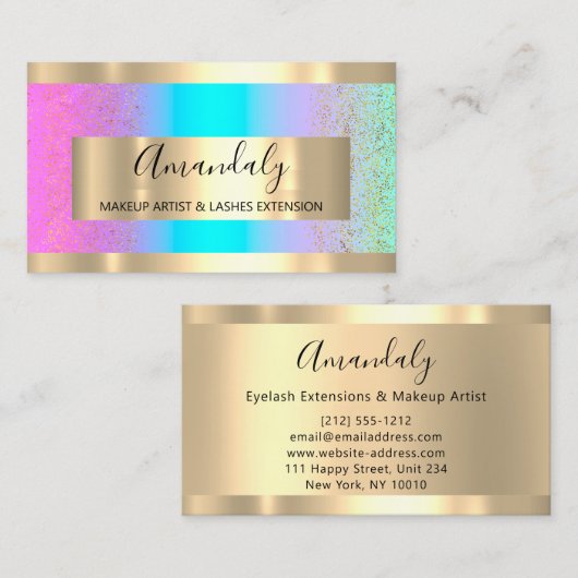 Golden Lijst Event Planner Ombre Blue Confetti Visitekaartje (Voorkant / Achterkant)