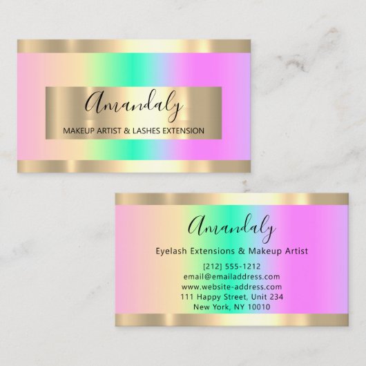 Golden Lijst Event Planner Ombre Pastel Visitekaartje (Voorkant / Achterkant)