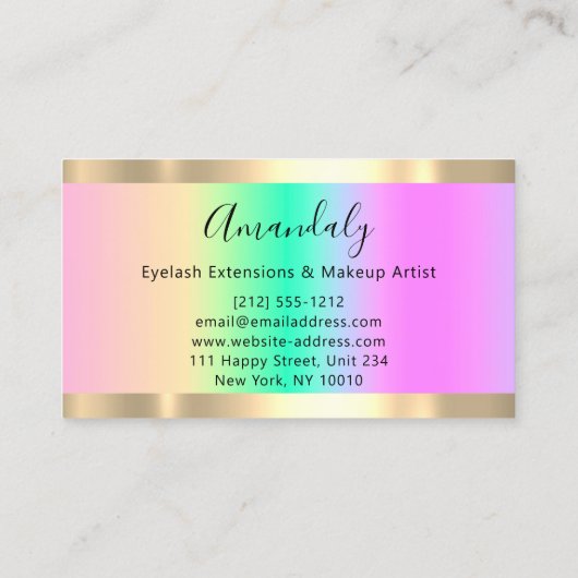 Golden Lijst Event Planner Ombre Pastel Visitekaartje (Achterkant)