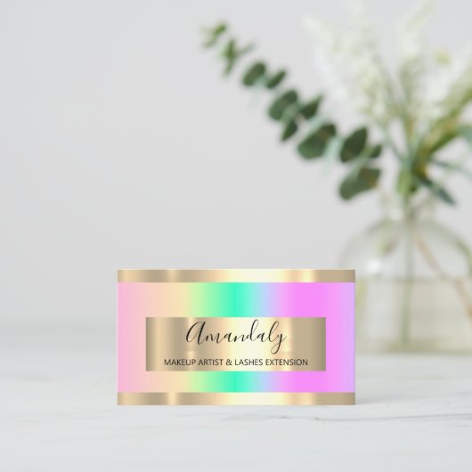 Golden Lijst Event Planner Ombre Pastel Visitekaartje (Staand voorkant)