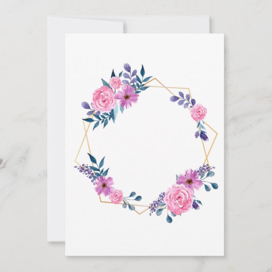 Golden Lijst Flowers Wedding-kaart Kaart (Voorkant)