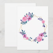 Golden Lijst Flowers Wedding-kaart Kaart (Voorkant / Achterkant)